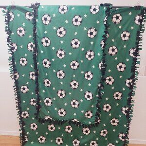 Soccer Ball Adult/Child Set Reversible Fleece Throw Blankets